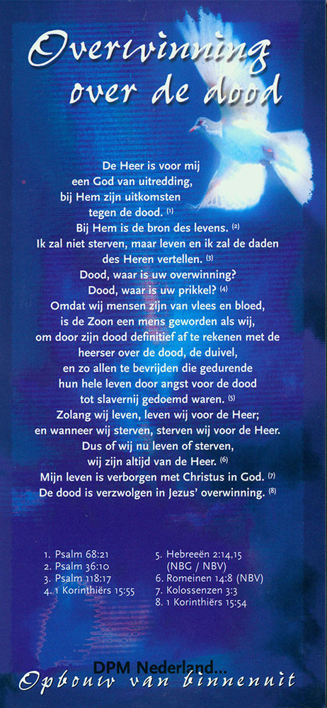 Overwinning over de dood Proclamatiekaart Derek Prince