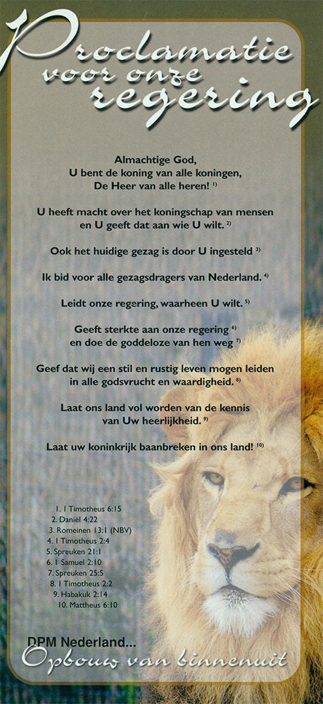 Proclamatie voor onze regering Proclamatiekaart Derek Prince