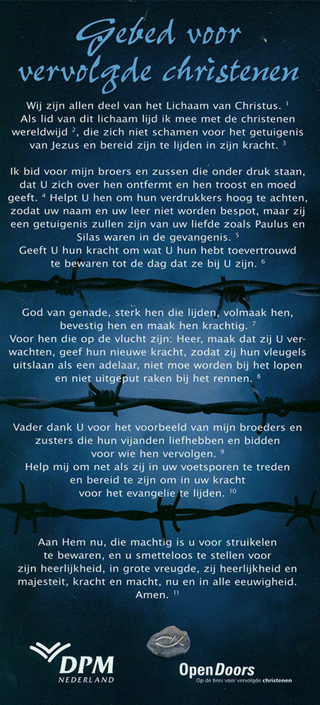 Gebed voor vervolgde christenen Proclamatiekaart Derek Prince