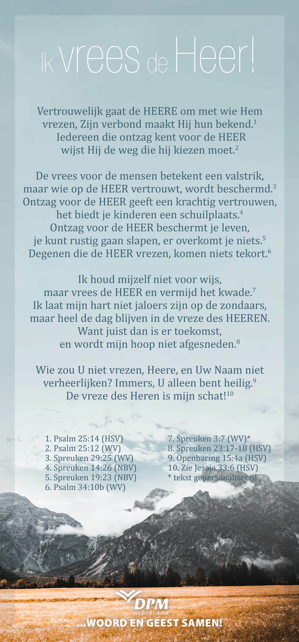 Ik vrees de Heer