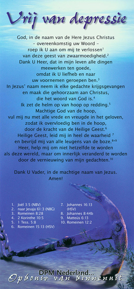 Vrij van depressie Proclamatiekaart Derek Prince